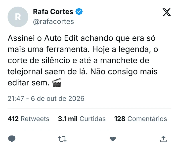 Post de exemplo no X sobre o Auto Edit